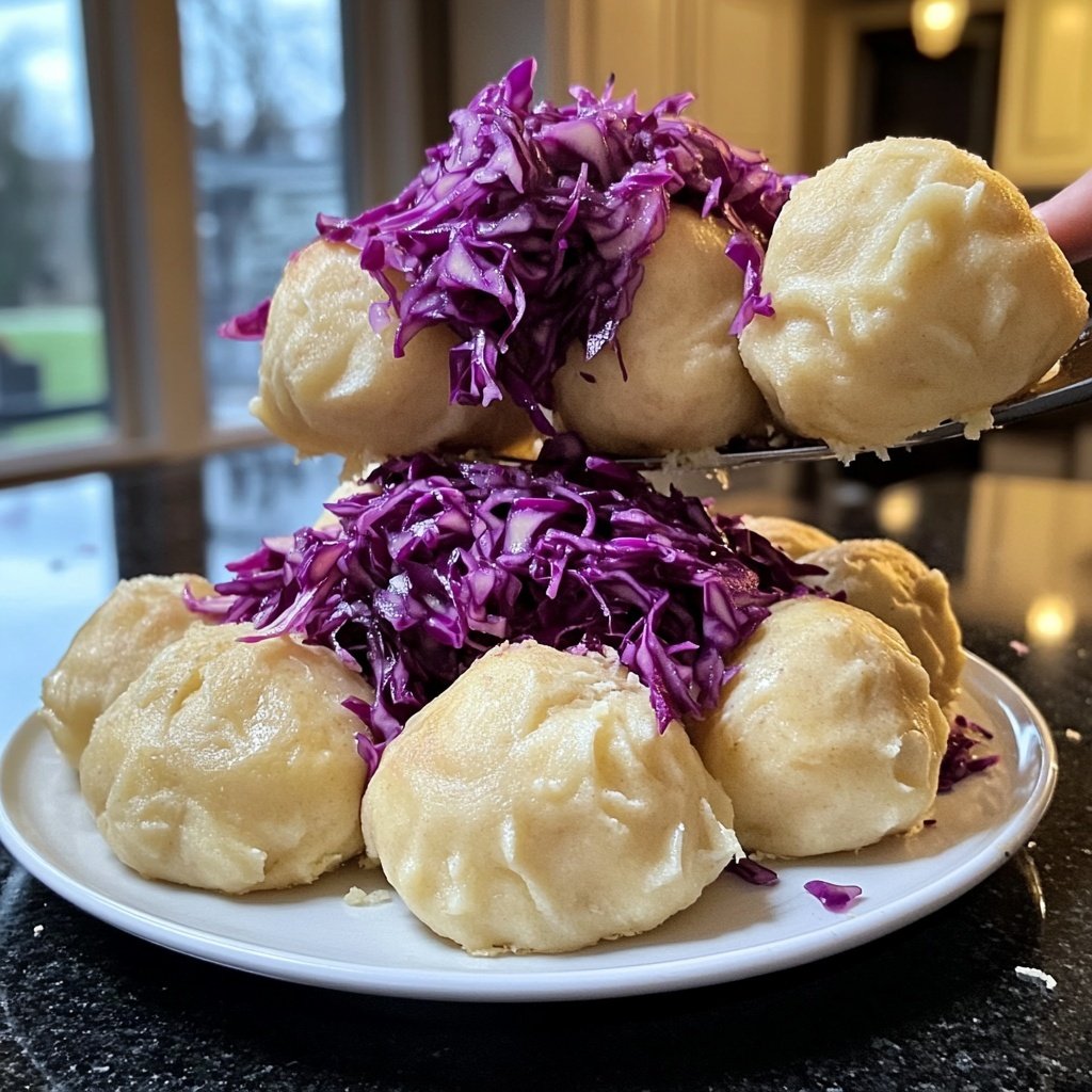 Brezenknödel mit Rotkohl