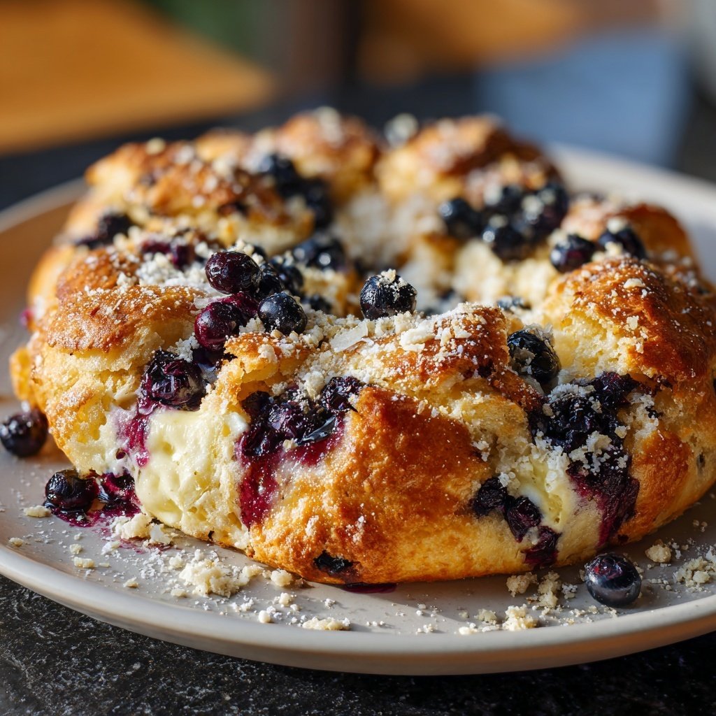 Käsepfannkuchen mit frischen Blaubeeren