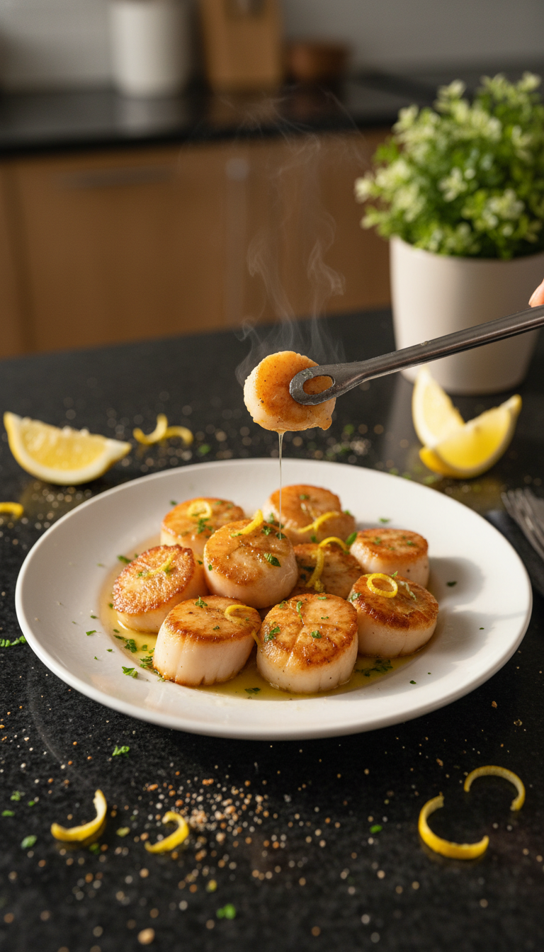 Gebratene Jakobsmuscheln mit Zitronenbutter​