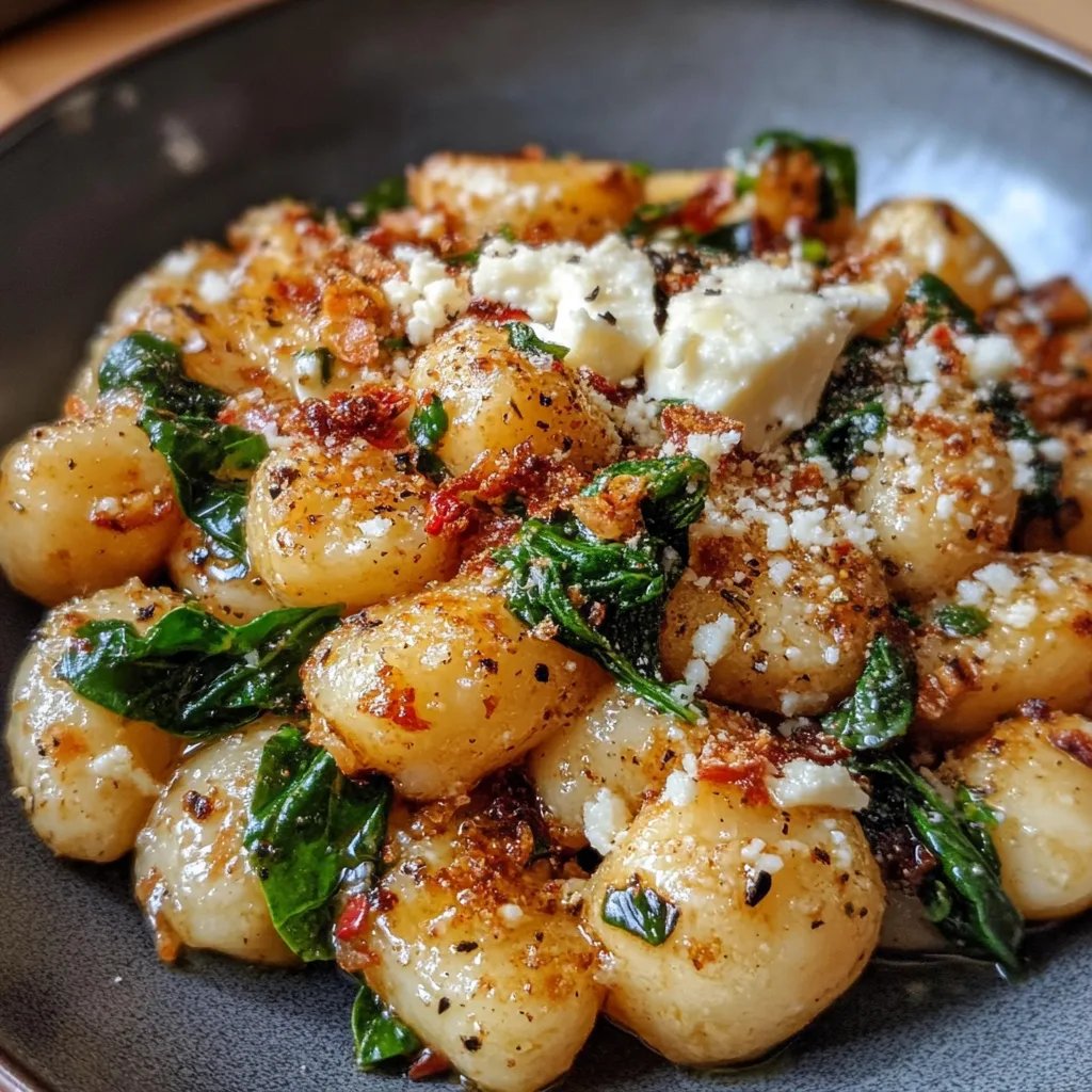 Cremige Gnocchi mit Spinat und Feta