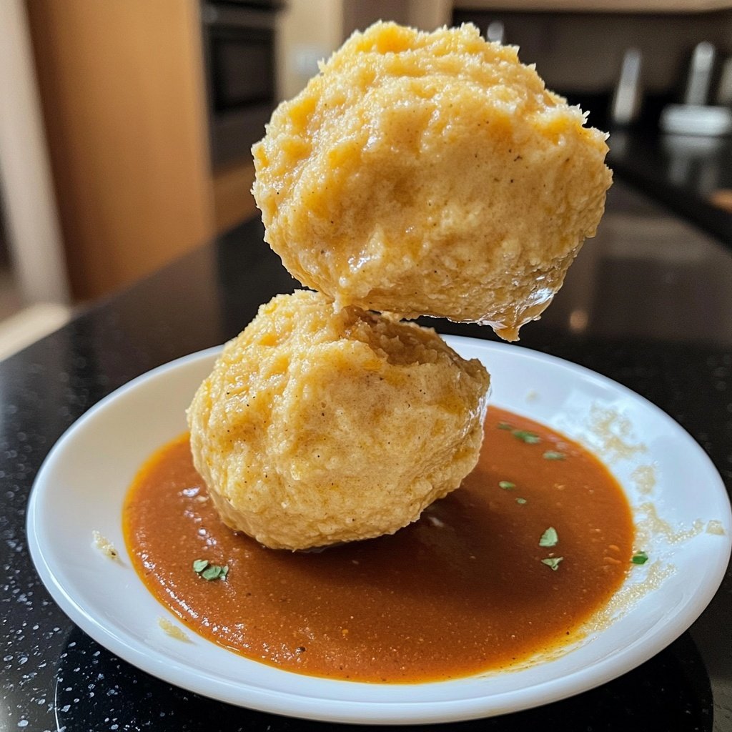 Saftige Semmelknödel mit Rotkohl & Bratensoße