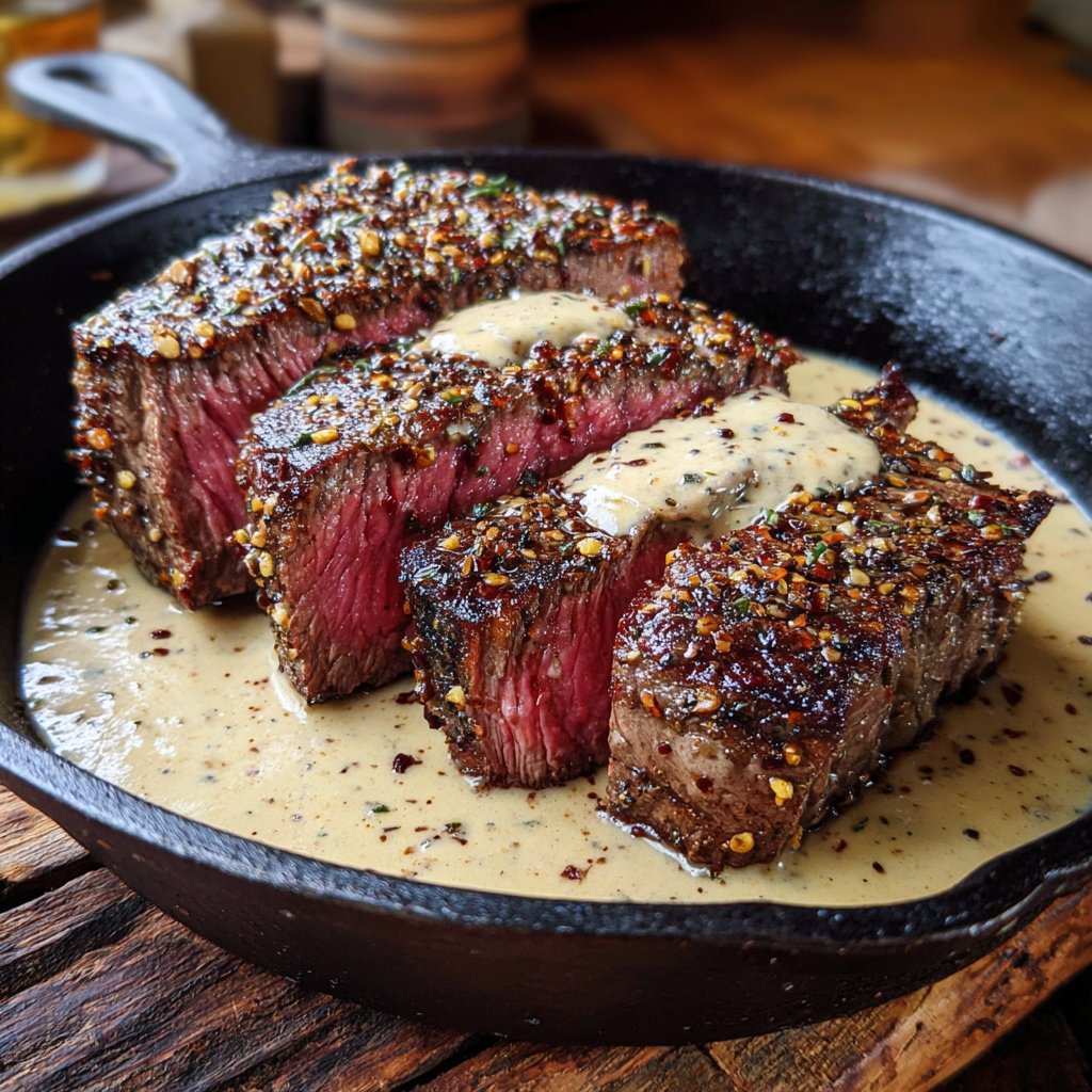 Steak mit Bourbon Knoblauch Creme