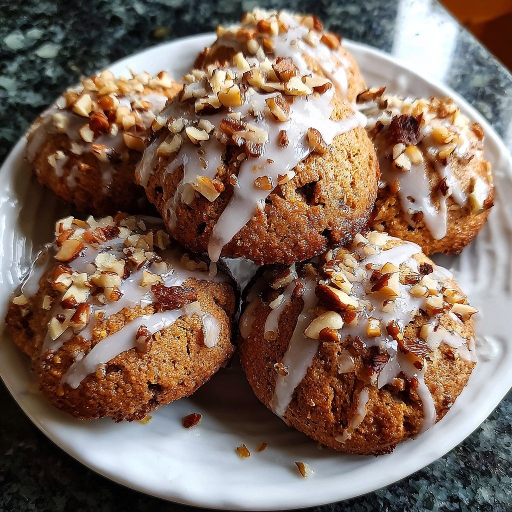 Lebkuchen-Plätzchen mit Nüssen und Zitronenglasur