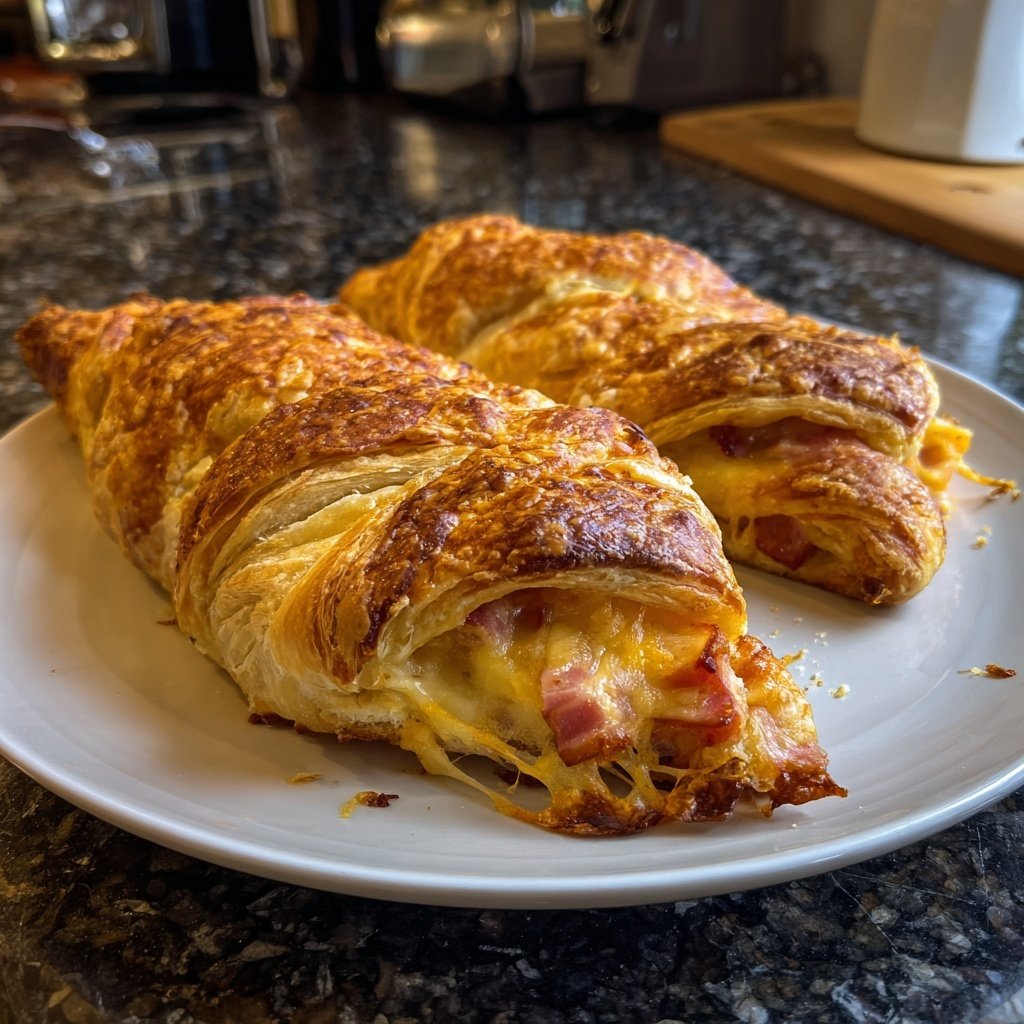 Weihnachtsbäume aus Blätterteig mit Schinken und Käse
