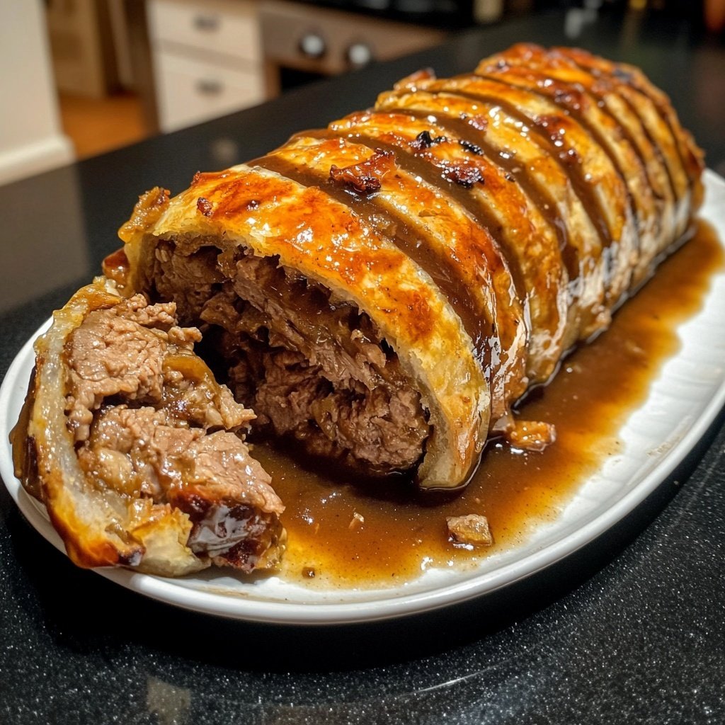 Geschmorte Rinderrouladen mit Rotkohl und Klößen
