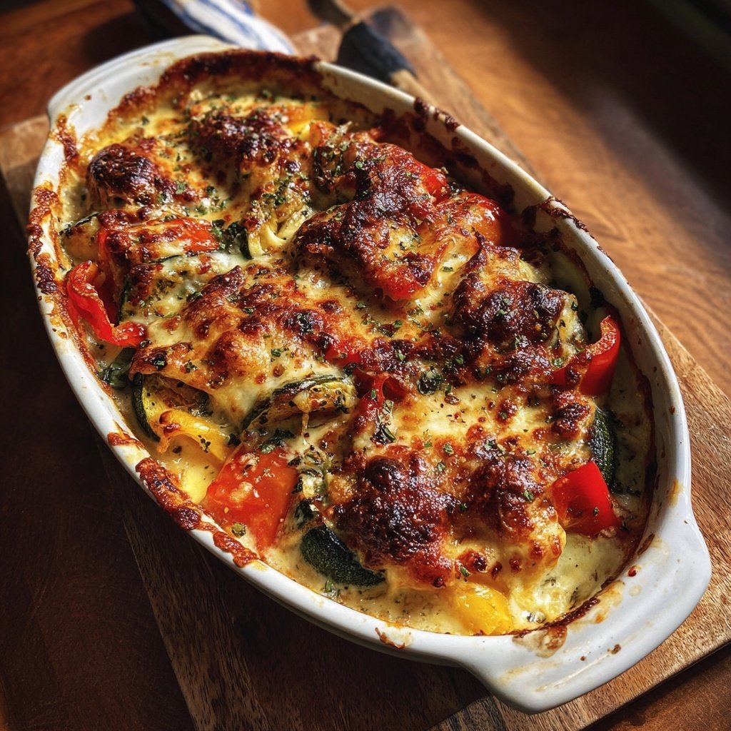 Überbackenes Gemüse mit Käsesauce