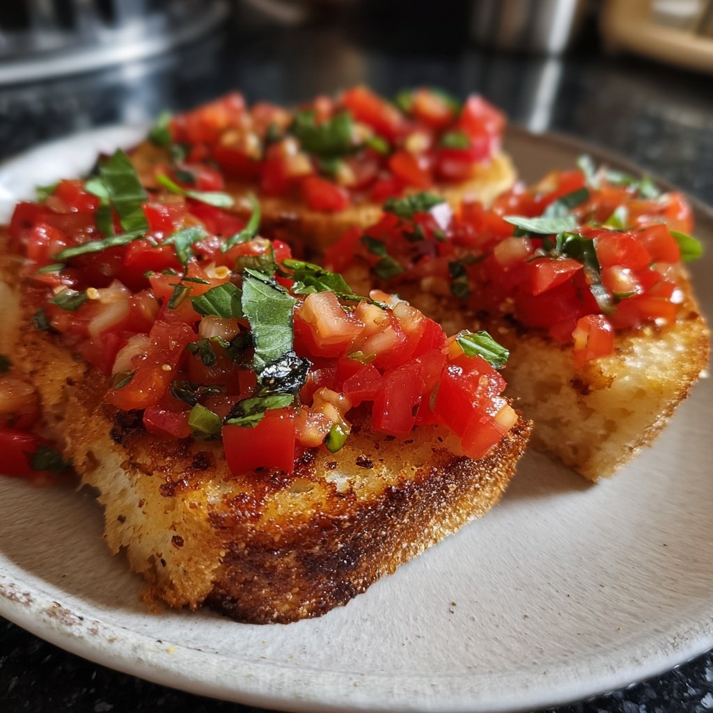 Bruschetta mit Tomaten und Basilikum