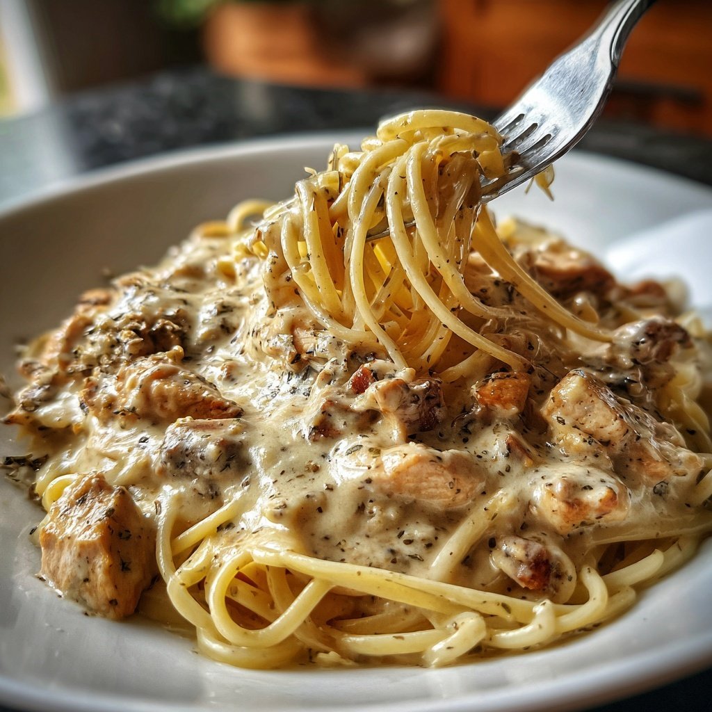Hähnchen Spaghetti Komfort klassisches Abendessen