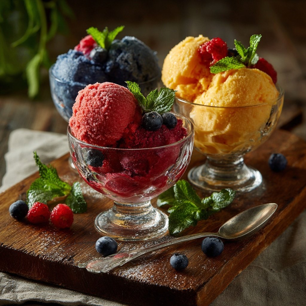 Einfache Fruchtsorbet-Variationen