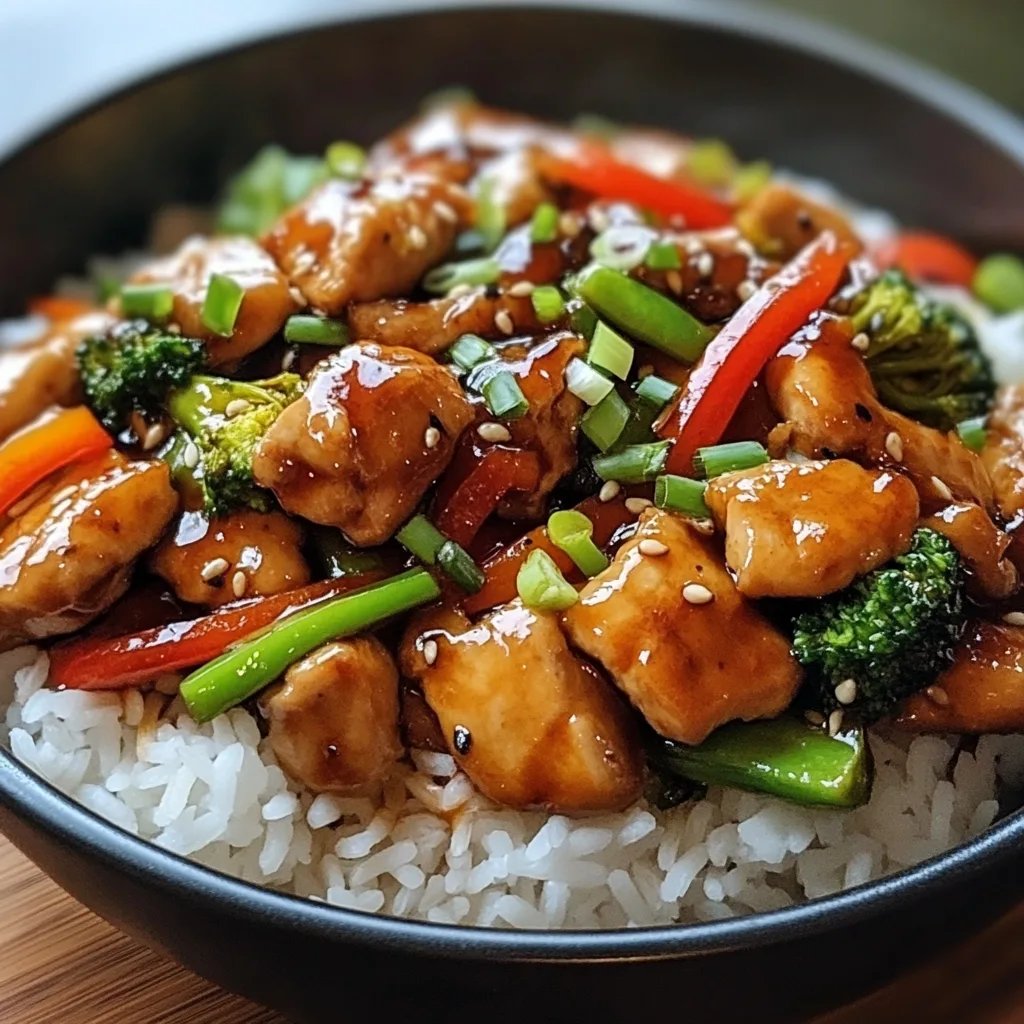 Chinesische Hähnchenpfanne mit Reis