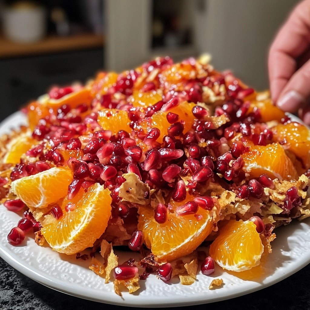 Orangen-Rotkohl-Salat mit Granatapfelkernen